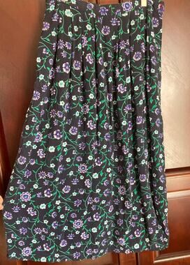 Liz Baker Essentials- Vintage Whimsigoth Cottage Navy Floral Pleated Maxi - S